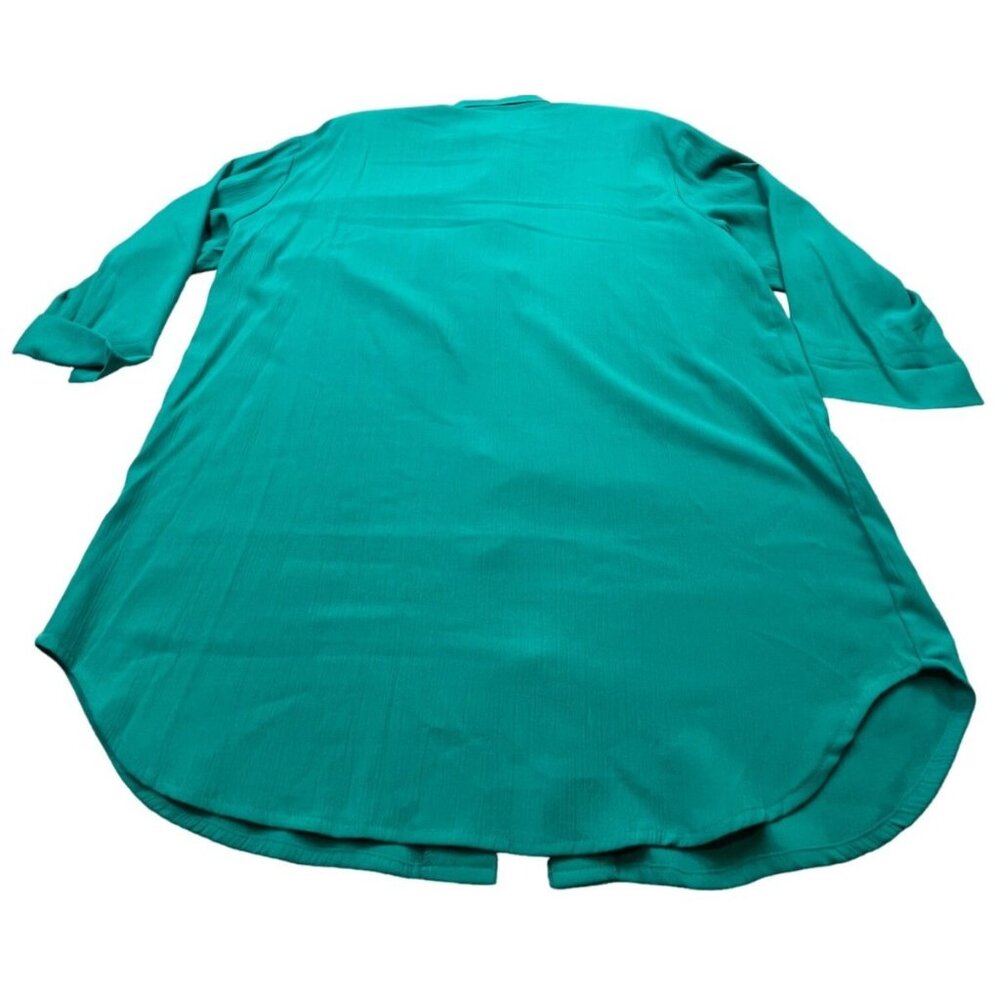 Vintage Niki Danielle Dress Women 14 Turquoise Shirt Dress Bird Brooch USA Made - Picture 2 of 10
